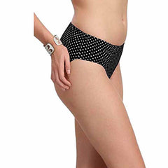 Super Comfortable White Dotted Black Cotton Plus Size Hipster Panty FRENCH DAINA