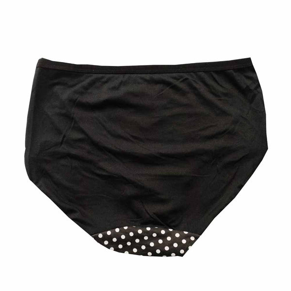 Super Comfortable White Dotted Black Cotton Plus Size Hipster Panty FRENCH DAINA