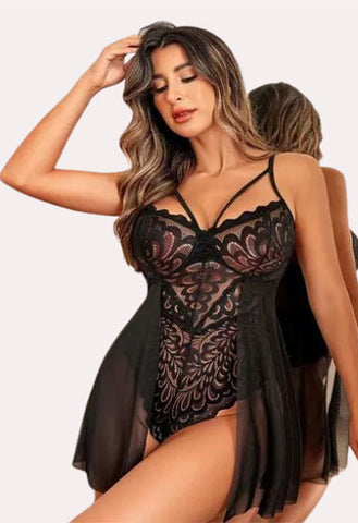 Intimate Black Babydoll Nightwear snazzyway