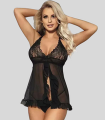 Seductive Lace Babydoll Mini Nightwear Dress snazzyway