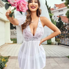 Bridal White Lace &amp; Sheer Babydoll Nightwear snazzyway