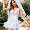 Bridal White Lace &amp; Sheer Babydoll Nightwear snazzyway