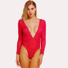 Sheer and Opaque Bodysuit for Women snazzyway