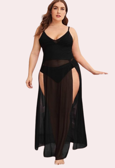 Feminine Sheer Seduction Nightgown snazzyway