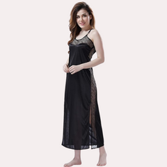 Elegant Lace Seductive Black Nightgown snazzyway