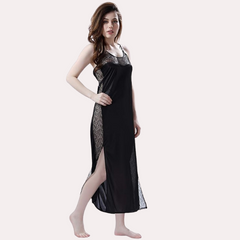 Elegant Lace Seductive Black Nightgown snazzyway