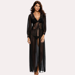 Romantic Sheer Elegance Black Nightgown snazzyway