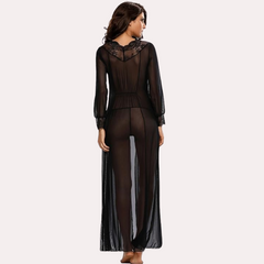 Romantic Sheer Elegance Black Nightgown snazzyway