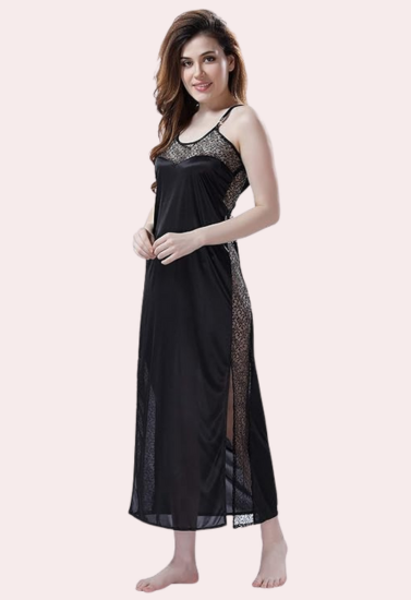 Elegant Lace Seductive Black Nightgown snazzyway