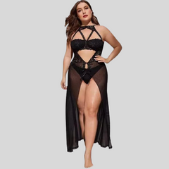 Plus Size Split Long Mesh Babydoll Nightwear snazzyway