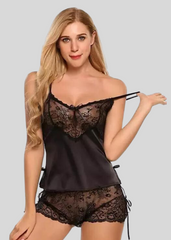 French Daina Black Babydoll Nightwear snazzyway