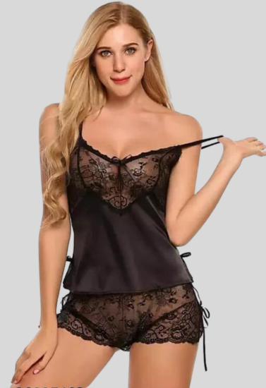 French Daina Black Babydoll Nightwear snazzyway