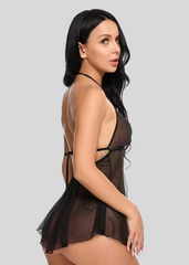 Elegant Lace Black Babydoll Nightwear snazzyway