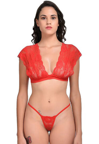 Very Sexy Red Lace Bra G-String Set FRENCH DAINA