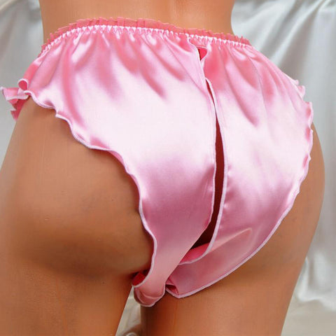Flirty Crotchless french Knicker Pink snazzyway