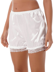 WOMEN SILK SHORTS, WHITE SATIN PANTIES FRENCH DAINA French Daina