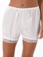 WOMEN SILK SHORTS, WHITE SATIN PANTIES FRENCH DAINA French Daina