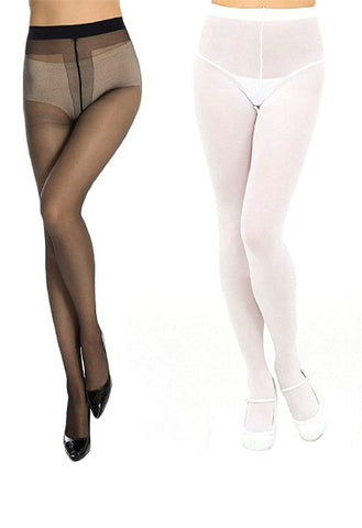 White black pantyhose soft seam women tights pack of 2 snazzyway