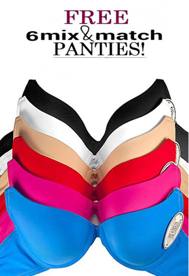 Wholesale Lot Of 6 Colorful Pushup Bras With Mix & Match Panties  freeshipping - French Daina
