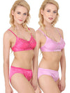 Women Pink Eye-Catcher Bra Panty Sets Pack Of 2 FRENCH DAINA
