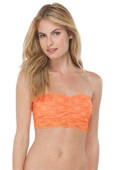 Xhilaration Long Lined Orange Lace Bandeau Bra