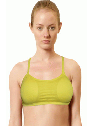 Yellow Strips Racer Back Padded Medium Impact Sports Bra snazzyway