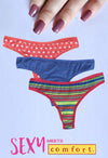 Peanuts Mix Printed Cotton Thong Pack-3 snazzyway