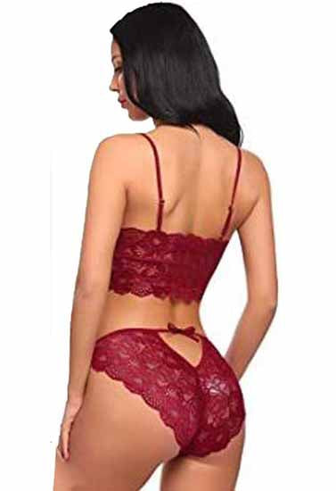 Full Lacy Red Sexy Bra Set For Women's