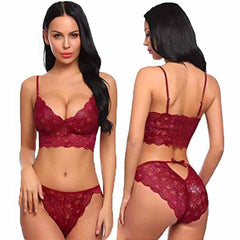 Full Lacy Red Sexy Bra Set For Women's FRENCH DAINA