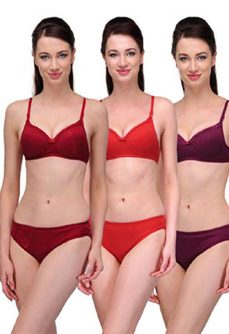 Elegant Solid Color Bra Sets ( Pk of 3) FRENCH DAINA