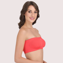 Sexy Coral Red Tube Bandeau Bra Top for Her snazzyway