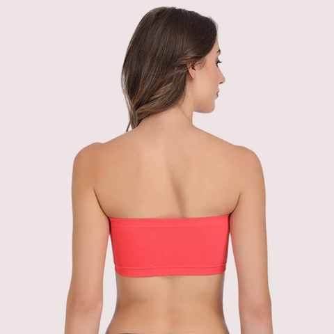 Sexy Coral Red Tube Bandeau Bra Top for Her snazzyway