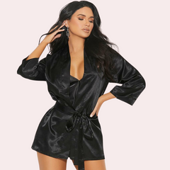 Black Silk Robe for Women's Sensual Nights snazzyway