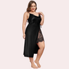 Satin Nightgown with Slit for Plus Size Women snazzyway