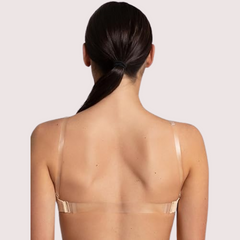 Sexy Tube Bandeau Bra with Transparent Straps in Nude snazzyway