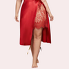 Plus Size Lace Trim Sleep Dress with Cowl Neck snazzyway