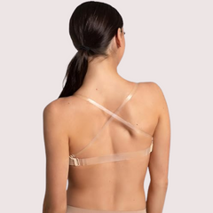 Sexy Tube Bandeau Bra with Transparent Straps in Nude snazzyway