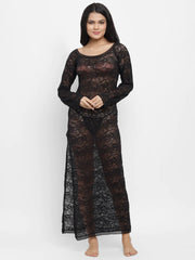 Women's Exotic Lace Open Side Long Nightwear snazzyway