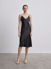 Silk Slip V-Neck Cocktail Party Dress snazzyway