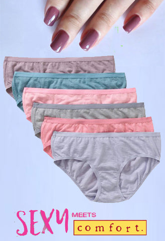 Soft Cotton Stretch Waistband Hipsters Pk-6 snazzyway