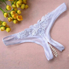 Crotchless Night Pearl Thongs G-string Sexy Lace Panties French Daina