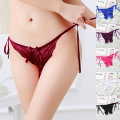 Ladies Sexy Tie-Side Crotchless Lace Thong G-String Lingerie Panties Knickers French Daina