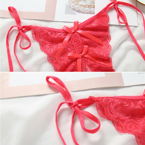 Ladies Sexy Tie-Side Crotchless Lace Thong G-String Lingerie Panties Knickers French Daina