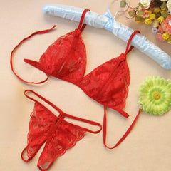 Women Sexy Lace Bra Crotchless Lingerie Thong Underwear Set Sleepwear French Daina