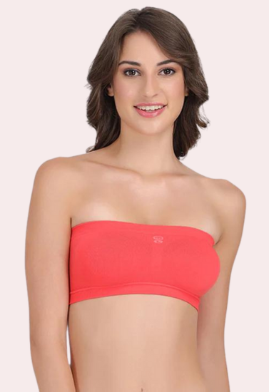 Sexy Coral Red Tube Bandeau Bra Top for Her snazzyway
