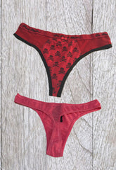 Seductive Soft Red And Pink Thong Panties Set Of 2 snazzyway